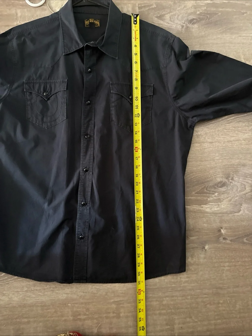 True Religion Black Men’s 2XL Pearl Snap Western Cotton Long Sleeve Shirt